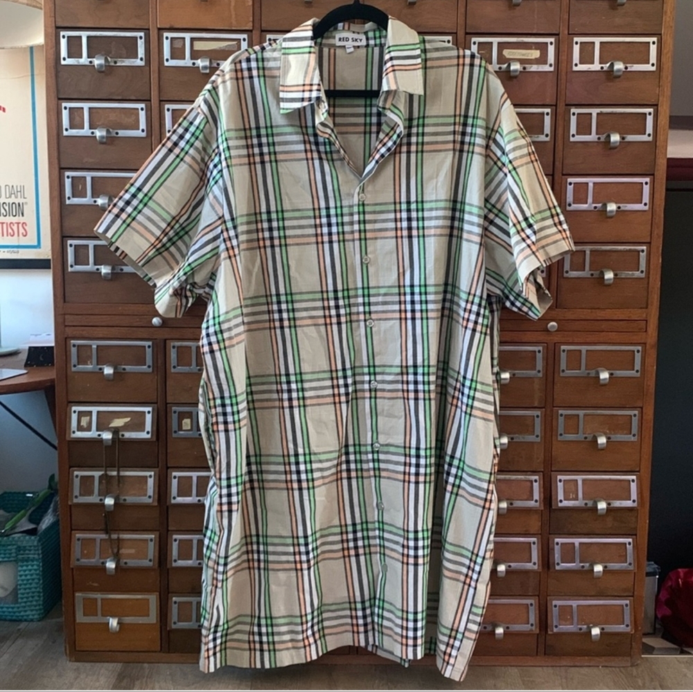 Red Sky Plaid Shirt Dress Oversized Plus Size